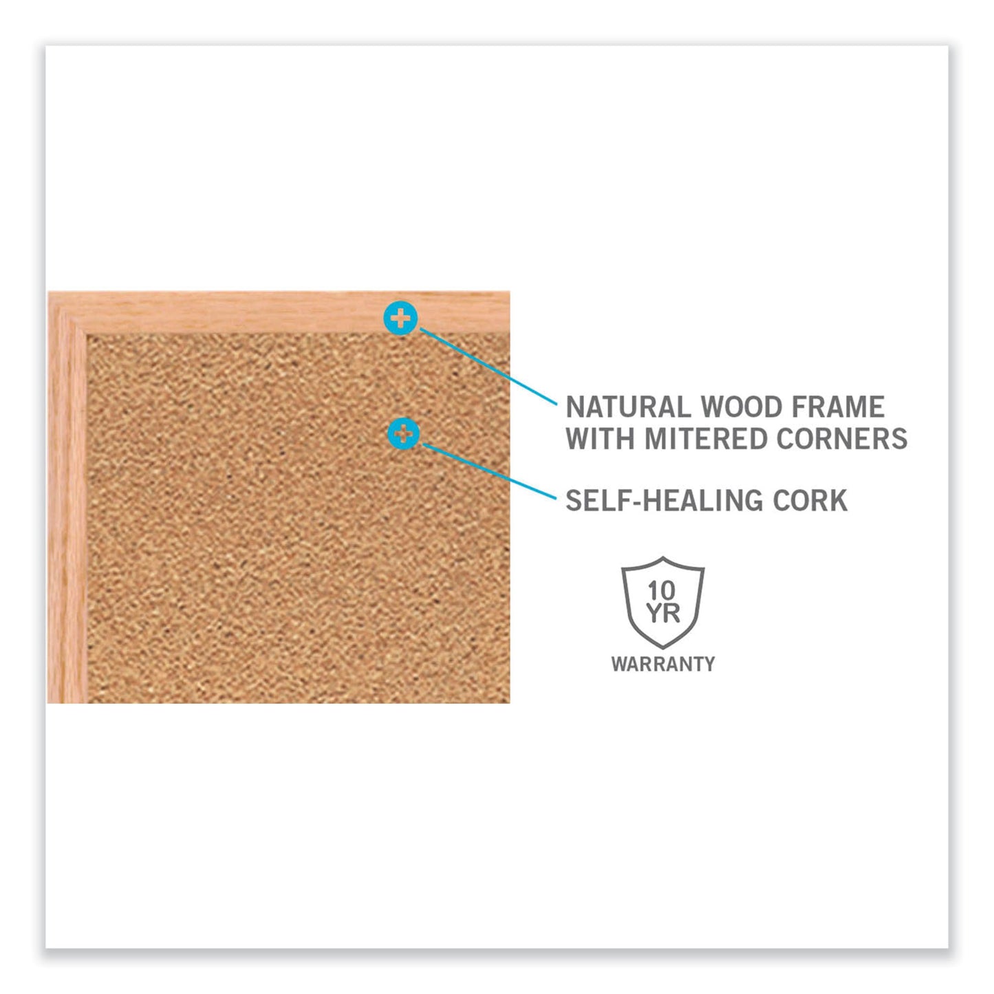 Ghent Natural Cork Bulletin Board with Frame, 46.5 x 36, Tan Surface, Natural Oak Frame (14341)