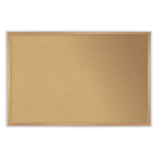 Ghent Natural Cork Bulletin Board with Frame, 36 x 24, Tan Surface, Natural Oak Frame (14231)