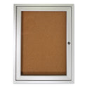 Ghent 1 Door Enclosed Natural Cork Bulletin Board with Satin Aluminum Frame, 18 x 24, Tan Surface (PA12418K)