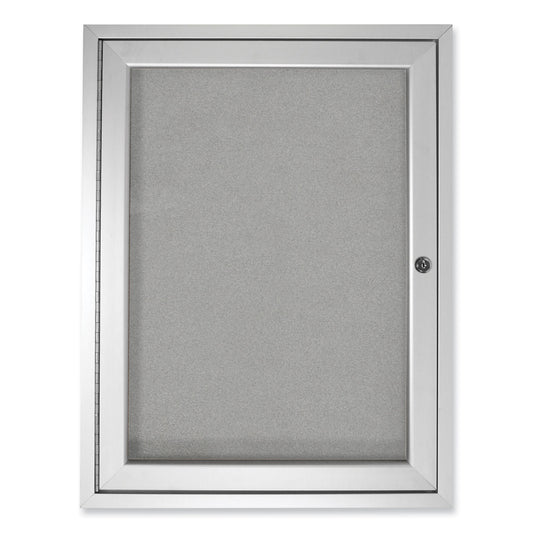 Ghent 1 Door Enclosed Vinyl Bulletin Board with Satin Aluminum Frame, 24 x 36, Silver Surface (PA13624VX193)