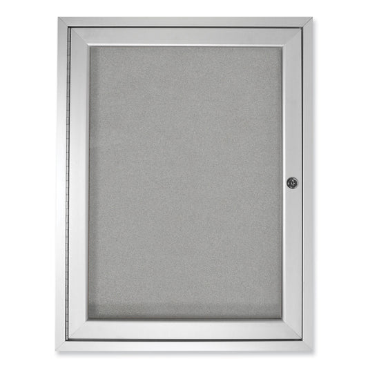 Ghent 1 Door Enclosed Vinyl Bulletin Board with Satin Aluminum Frame, 18 x 24, Silver Surface (PA12418VX193)