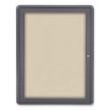 Ghent Ovation 1 Door Enclosed Beige Fabric Bulletin Board with Gray Frame, 24.13 x 33.75, Aluminum Frame (OVG1F90)