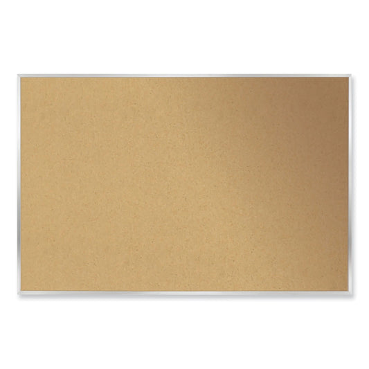 Ghent Aluminum-Frame Natural Corkboard, 72.5 x 48.5, Tan Surface, Satin Aluminum Frame (AK46)