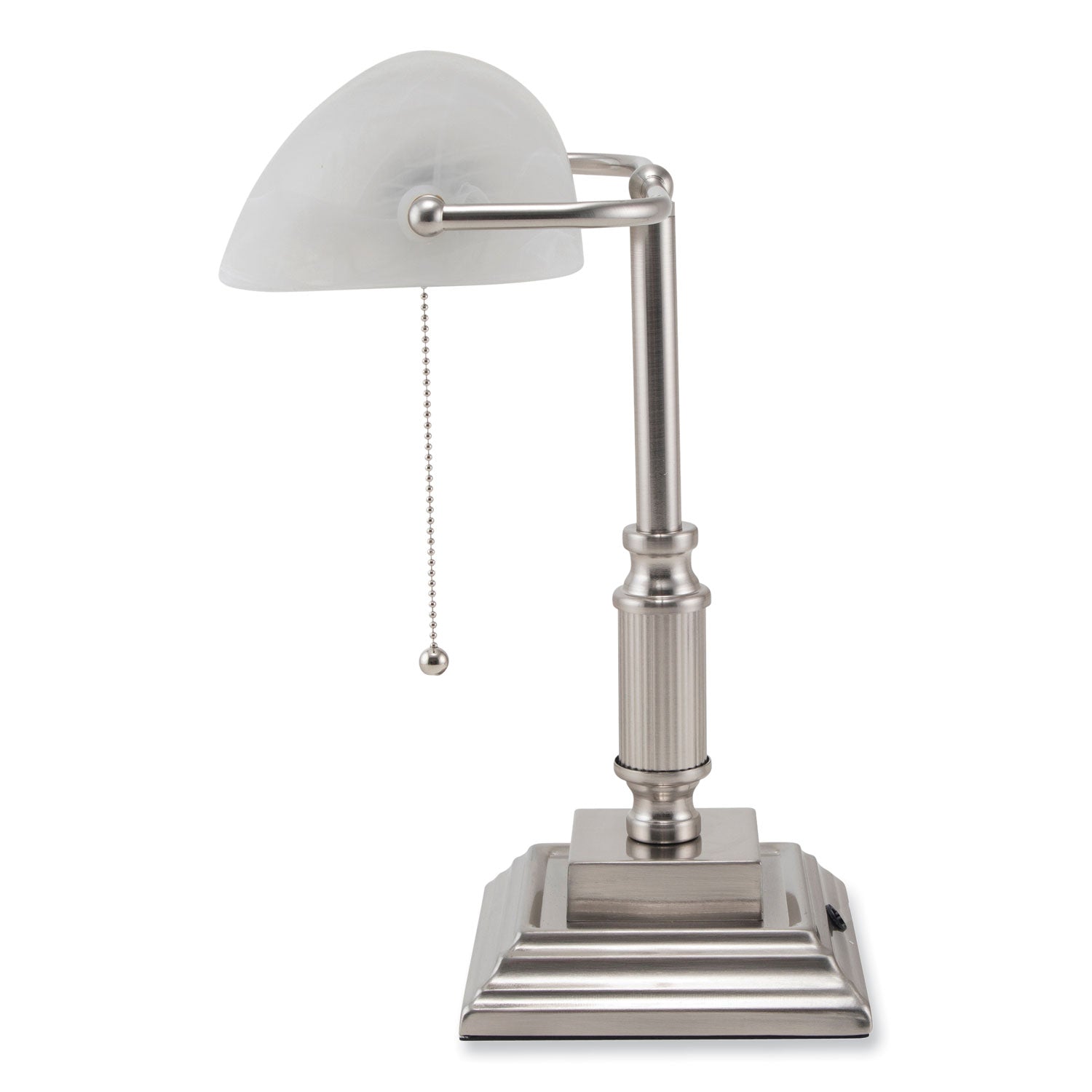 V-Light LED Bankers Lamp with Frosted Shade, 14.75" High, Brushed Nickel (8VS688029BN)