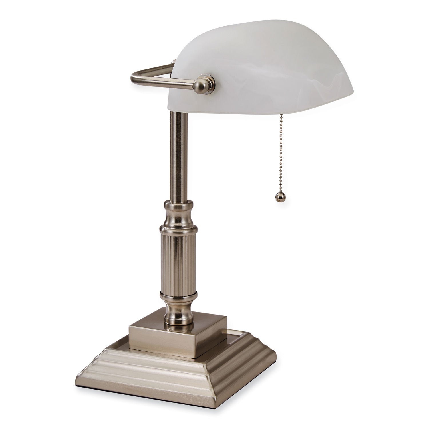 V-Light LED Bankers Lamp with Frosted Shade, 14.75" High, Brushed Nickel (8VS688029BN)