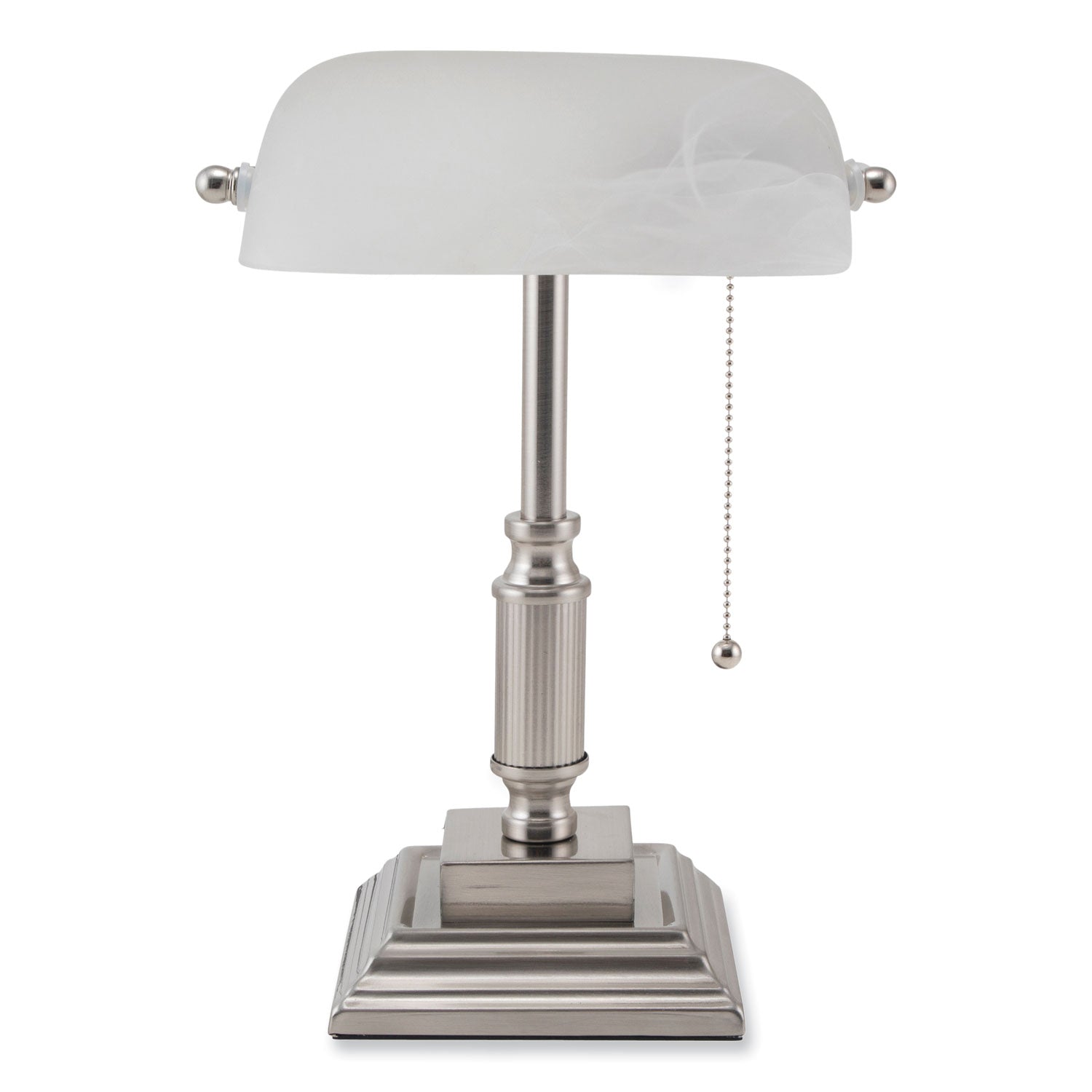 V-Light LED Bankers Lamp with Frosted Shade, 14.75" High, Brushed Nickel (8VS688029BN)