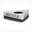 Safco Trifecta Waste Receptacle Lid. Laser Cut "RECYCLE" Inscription, 20w x 20d x 3h, Stainless Steel (9560RE)