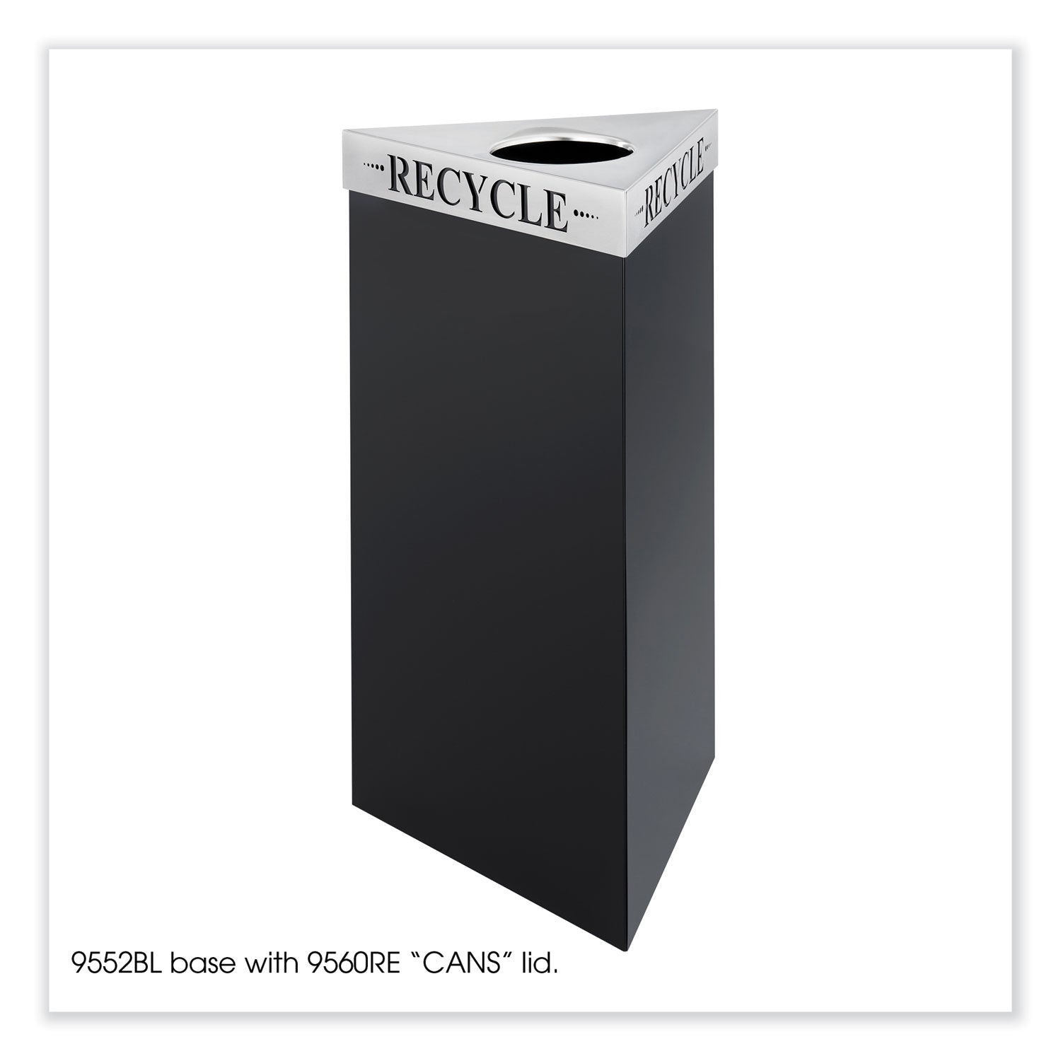 Safco Trifecta Waste Receptacle Lid. Laser Cut "RECYCLE" Inscription, 20w x 20d x 3h, Stainless Steel (9560RE)