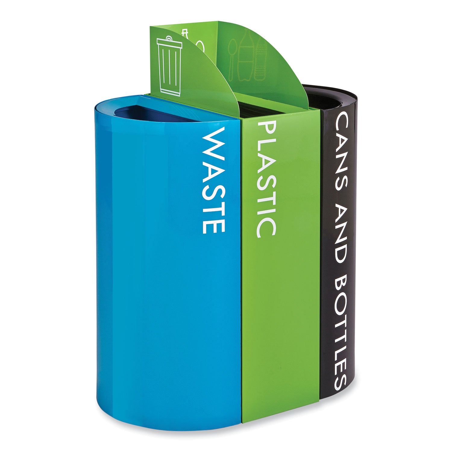 Safco Mixx Recycling Center Lid, Topper Style, 9.87w x 19.87d x 0.62h, Green (9449GN)