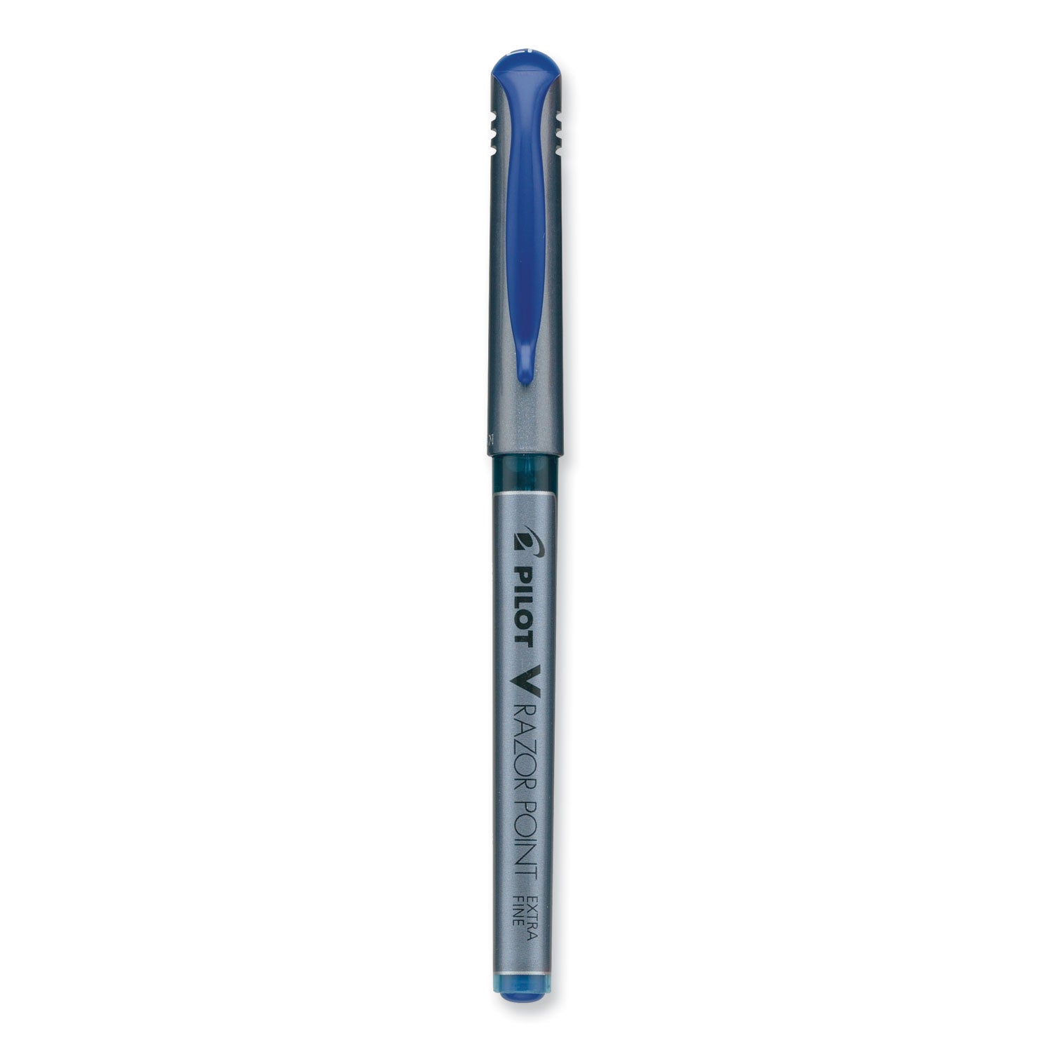 Pilot V Razor Point Liquid Ink Porous Point Pen, Stick, Extra-Fine 0.5 mm, Blue Ink, Gray/Translucent Blue Barrel, Dozen (11021)