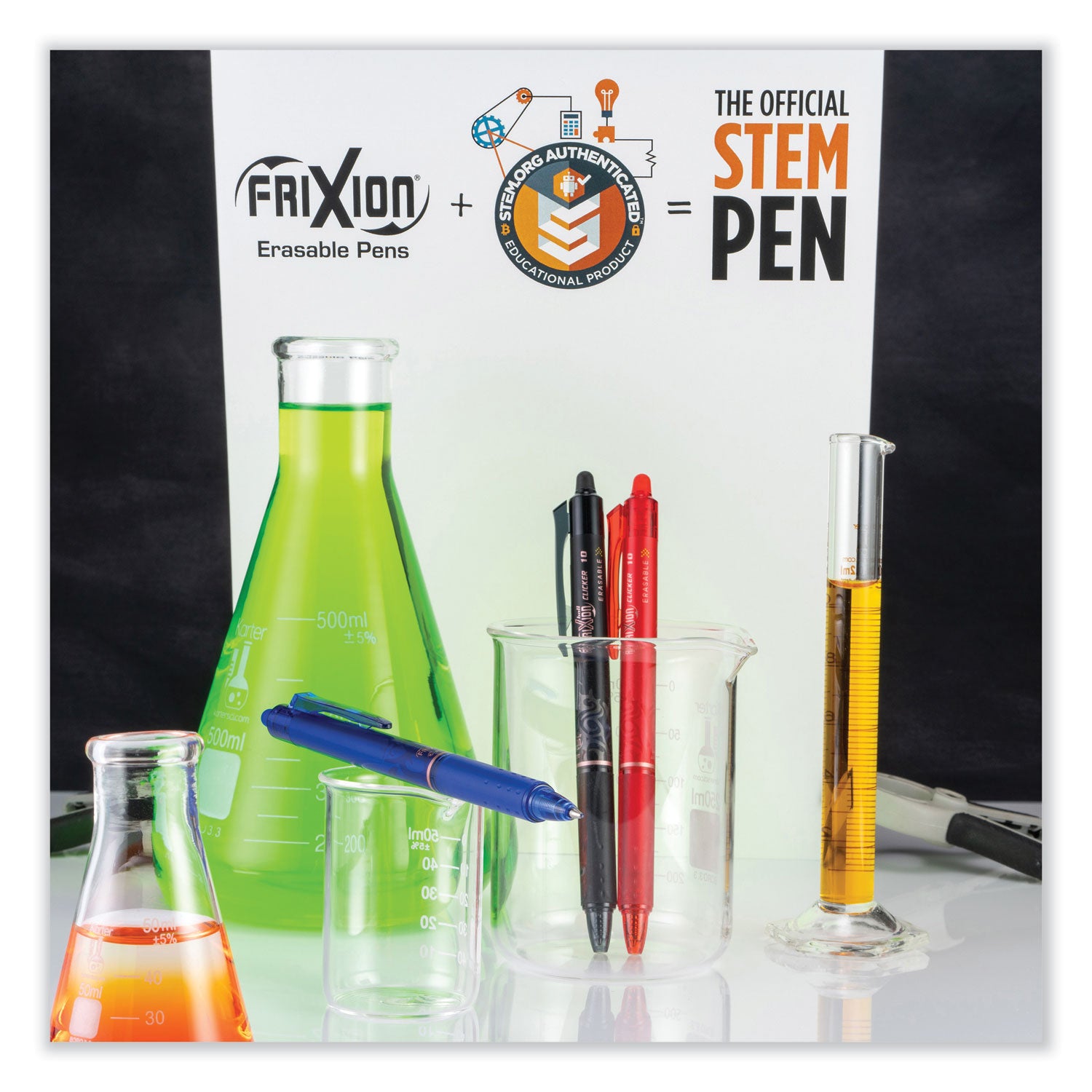 Pilot FriXion Clicker Erasable Gel Pen, Retractable, Bold 1 mm, Black Ink, Black Barrel, Dozen (11384)