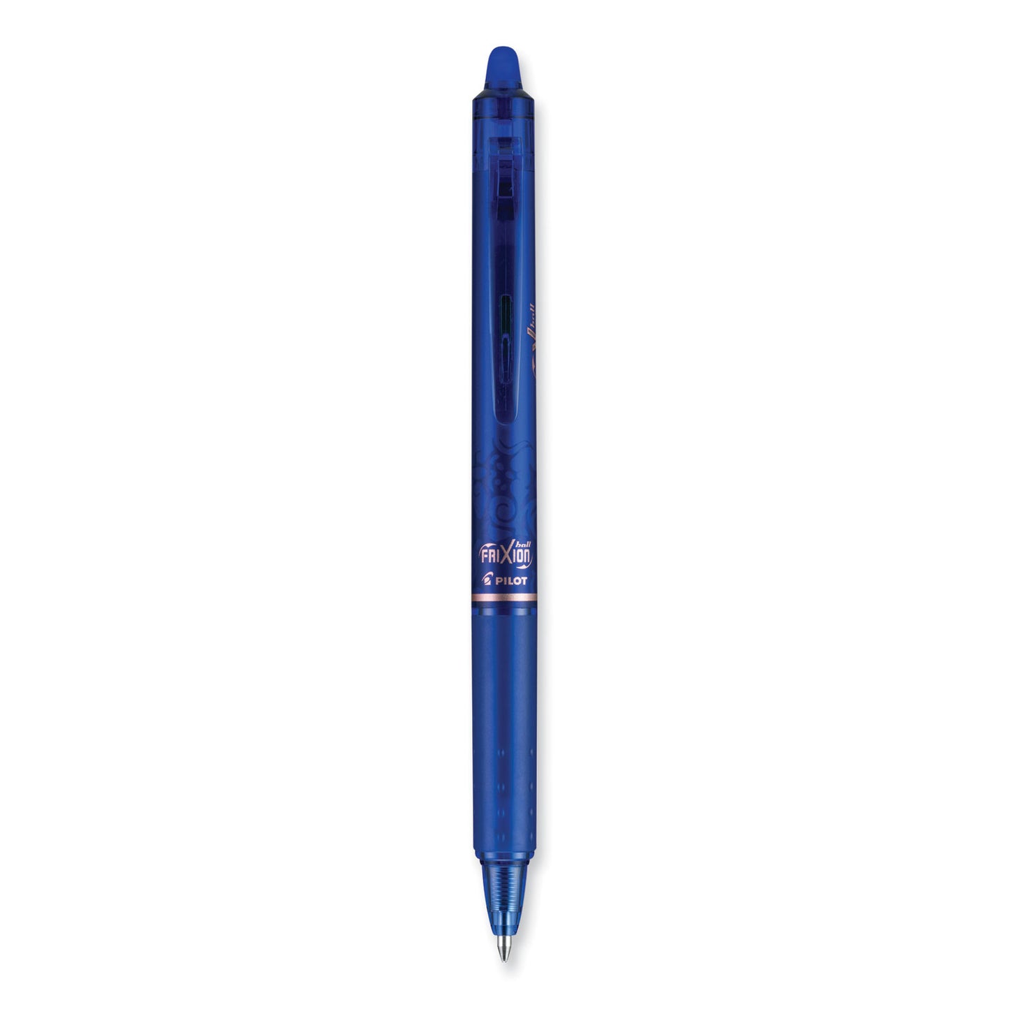 Pilot FriXion Clicker Erasable Gel Pen, Retractable, Bold 1 mm, Blue Ink, Blue Barrel, Dozen (11387)