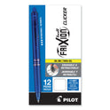 Pilot FriXion Clicker Erasable Gel Pen, Retractable, Bold 1 mm, Blue Ink, Blue Barrel, Dozen (11387)