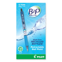 Pilot B2P Bottle-2-Pen Recycled Ballpoint Pen, Retractable, Medium 1 mm, Black Ink, Translucent Blue Barrel, Dozen (32800)