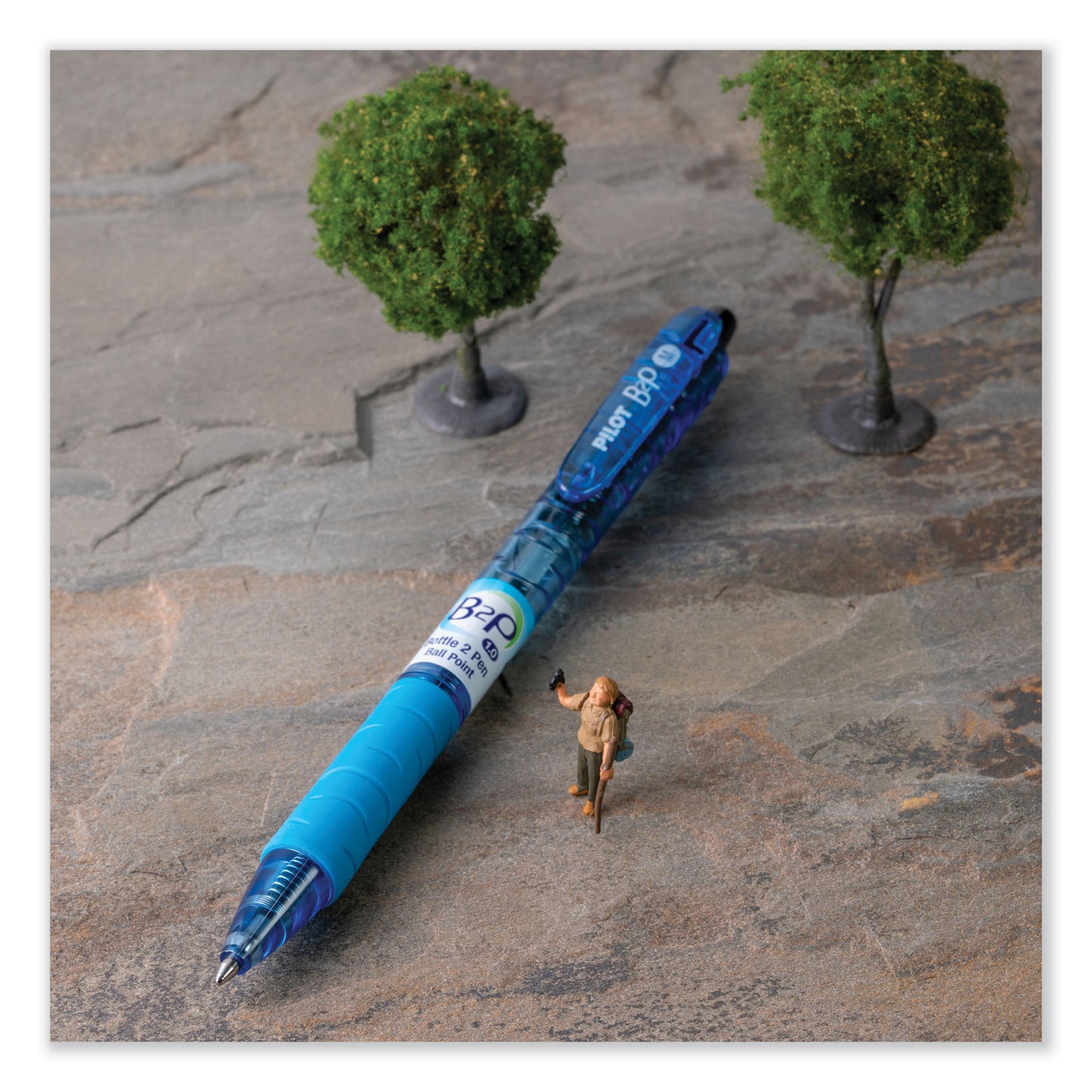 Pilot B2P Bottle-2-Pen Recycled Ballpoint Pen, Retractable, Medium 1 mm, Black Ink, Translucent Blue Barrel, Dozen (32800)