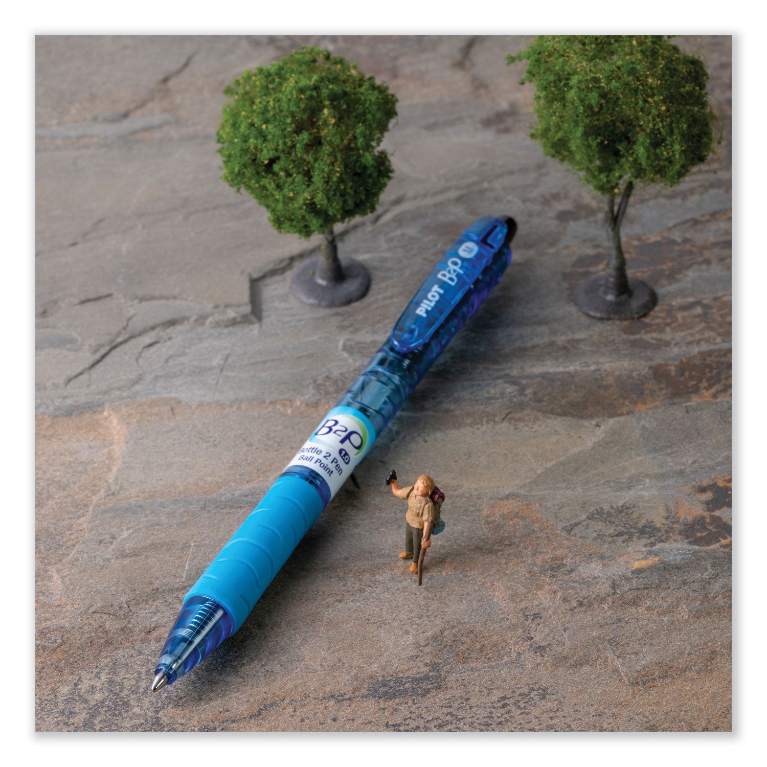 Pilot B2P Bottle-2-Pen Recycled Ballpoint Pen, Retractable, Medium 1 mm, Black Ink, Translucent Blue Barrel, Dozen (32800)