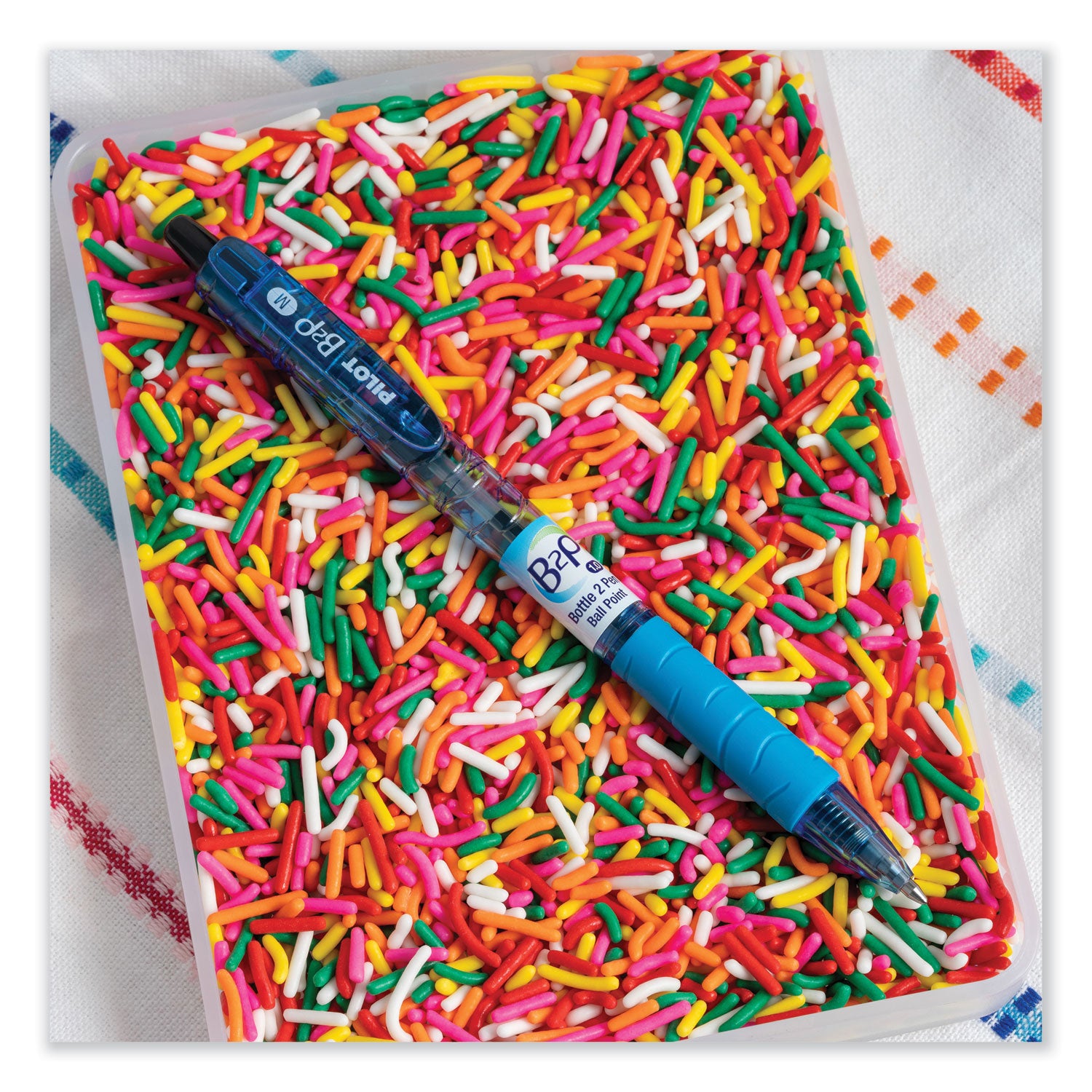 Pilot B2P Bottle-2-Pen Recycled Ballpoint Pen, Retractable, Medium 1 mm, Black Ink, Translucent Blue Barrel, Dozen (32800)