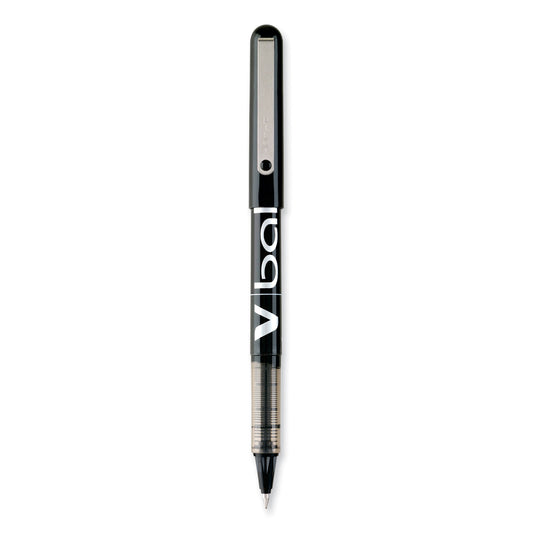 Pilot VBall Liquid Ink Roller Ball Pen, Stick, Extra-Fine 0.5 mm, Black Ink, Black/Clear Barrel, Dozen (35200)