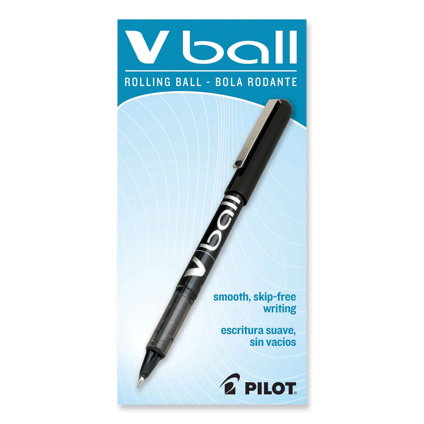 Pilot VBall Liquid Ink Roller Ball Pen, Stick, Extra-Fine 0.5 mm, Black Ink, Black/Clear Barrel, Dozen (35200)