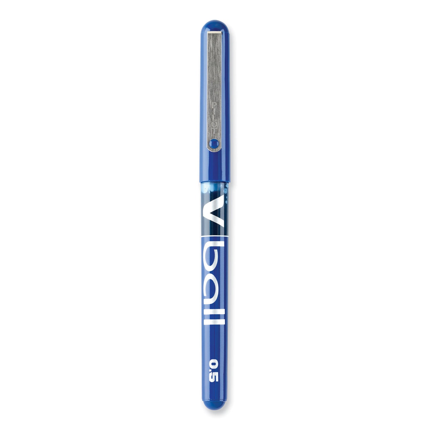 Pilot VBall Liquid Ink Roller Ball Pen, Stick, Extra-Fine 0.5 mm, Blue Ink, Blue/Clear Barrel, Dozen (35201)