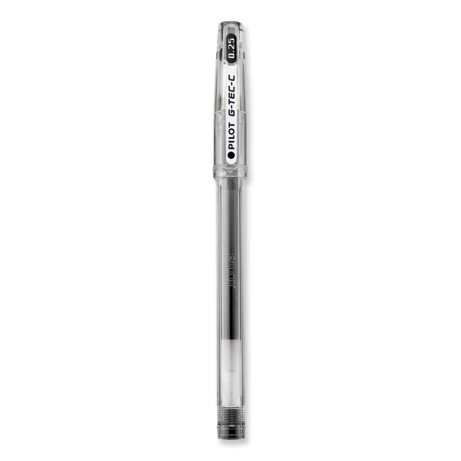 Pilot G-TEC-C Ultra Gel Pen, Stick, Extra-Fine 0.4 mm, Black Ink, Clear/Black Barrel, Dozen (35491)