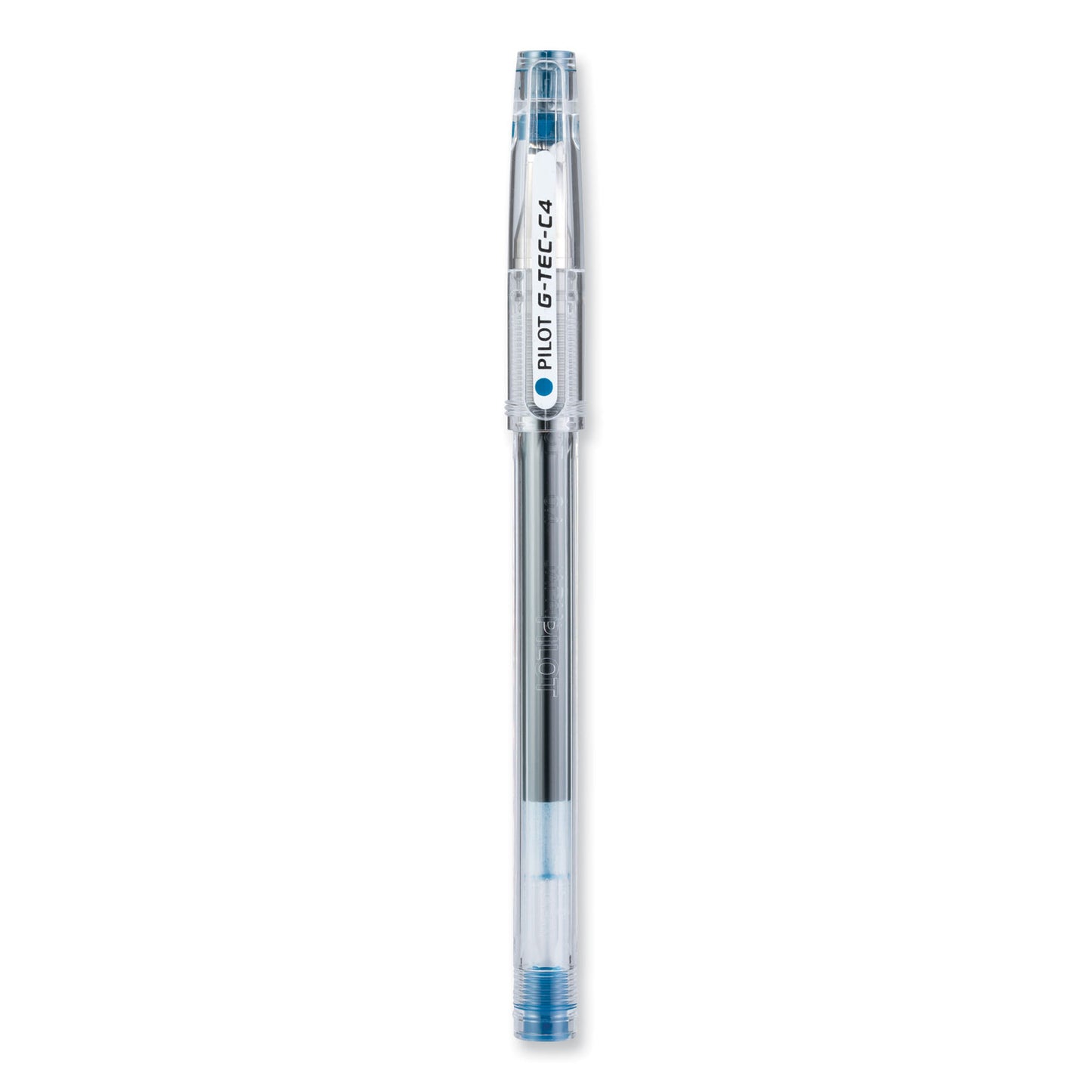 Pilot G-TEC-C Ultra Gel Pen, Stick, Extra-Fine 0.4 mm, Blue Ink, Clear/Blue Barrel, Dozen (35492)