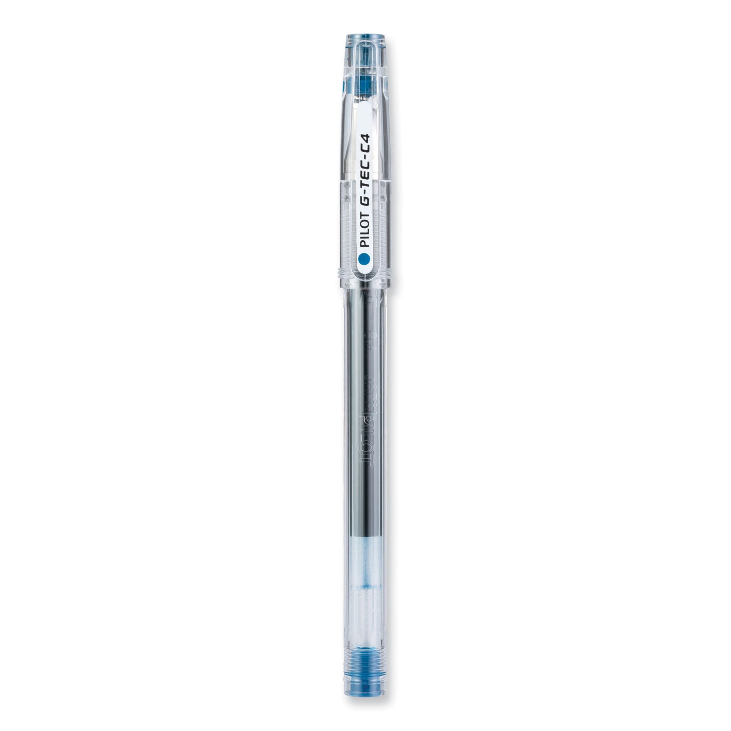 Pilot G-TEC-C Ultra Gel Pen, Stick, Extra-Fine 0.4 mm, Blue Ink, Clear/Blue Barrel, Dozen (35492)