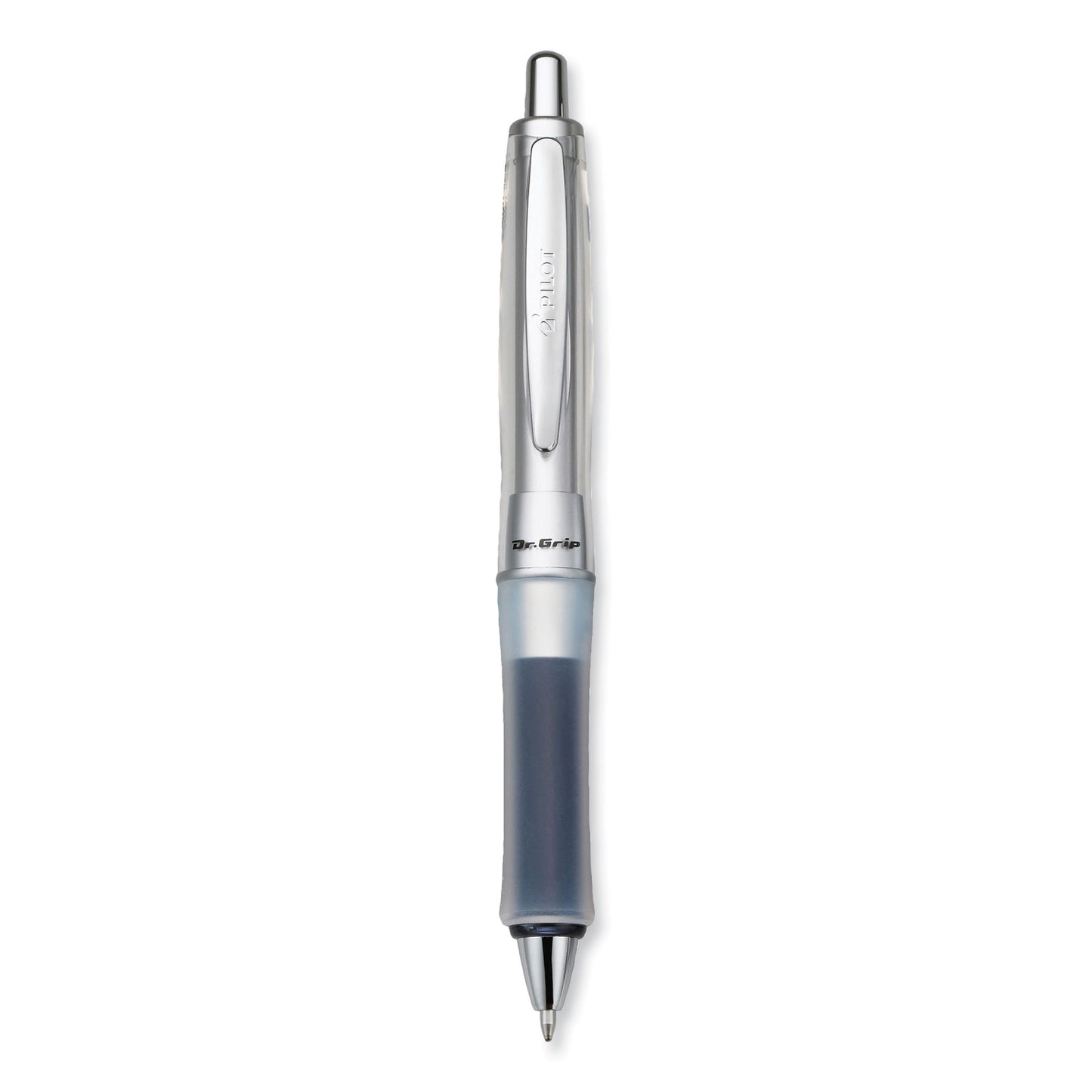 Pilot Dr. Grip Center of Gravity Ballpoint Pen, Retractable, Medium 1 mm, Black Ink, Silver/Charcoal Grip Barrel (36180)