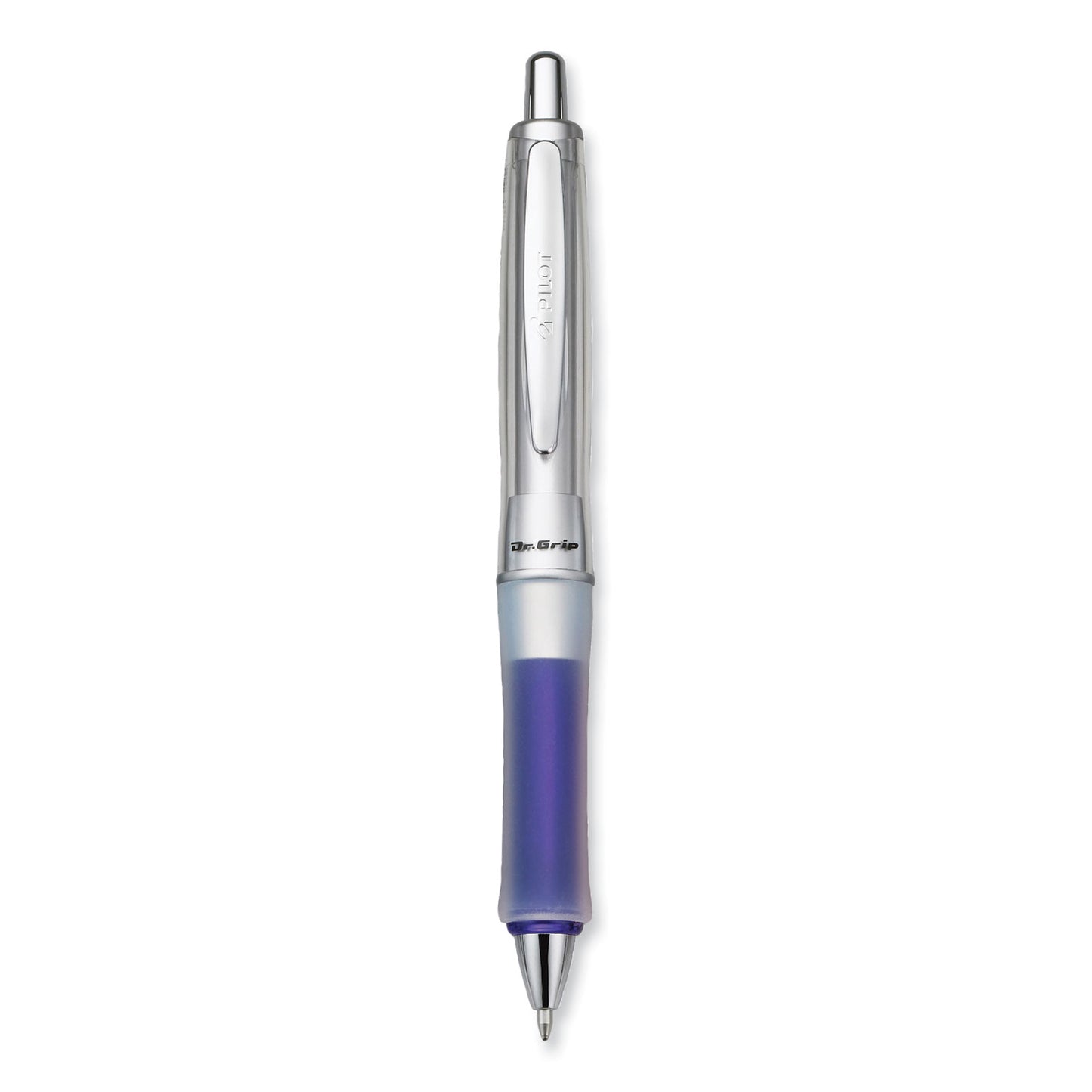 Pilot Dr. Grip Center of Gravity Ballpoint Pen, Retractable, Medium 1 mm, Black Ink, Silver/Navy Grip Barrel (36181)