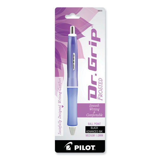 Pilot Dr. Grip Frosted Advanced Ink Ballpoint Pen, Retractable, Medium 1 mm, Black Ink, Purple Barrel (36250)