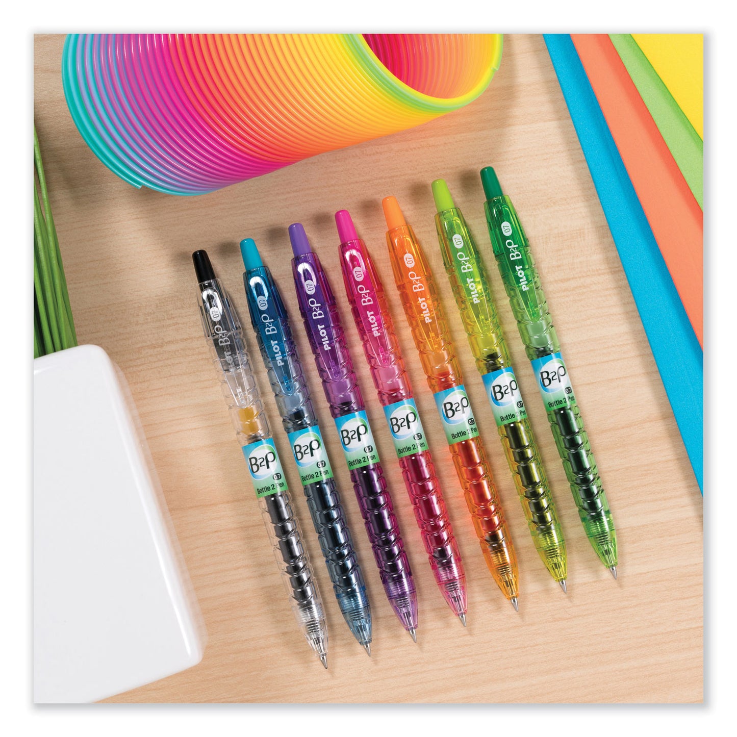 Pilot B2P Bottle-2-Pen Recycled Gel Pen, Retractable, Fine 0.7 mm, Assorted Ink and Barrel Colors, 5/Pack (36621)