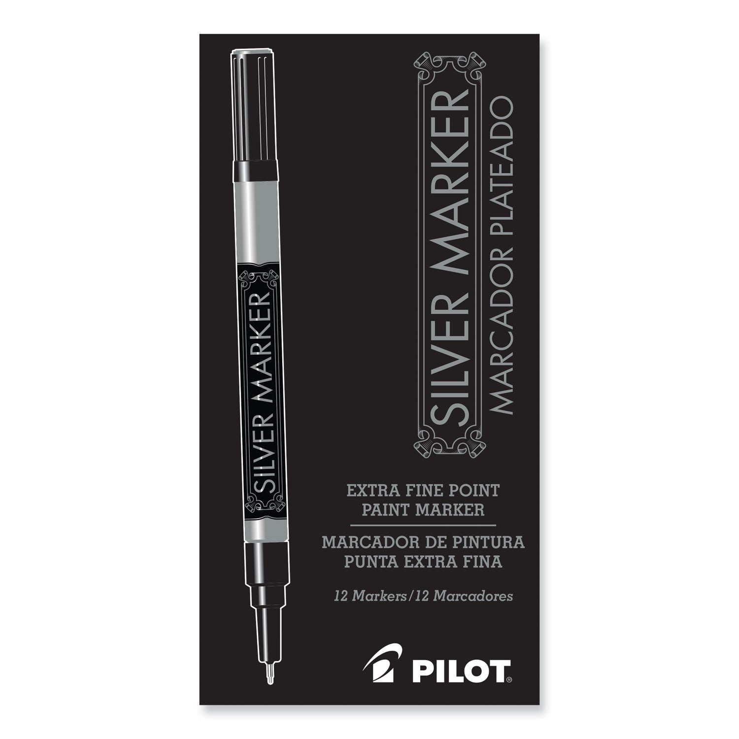 Pilot Creative Art and Crafts Marker, Extra-Fine Brush Tip, Silver (41801)