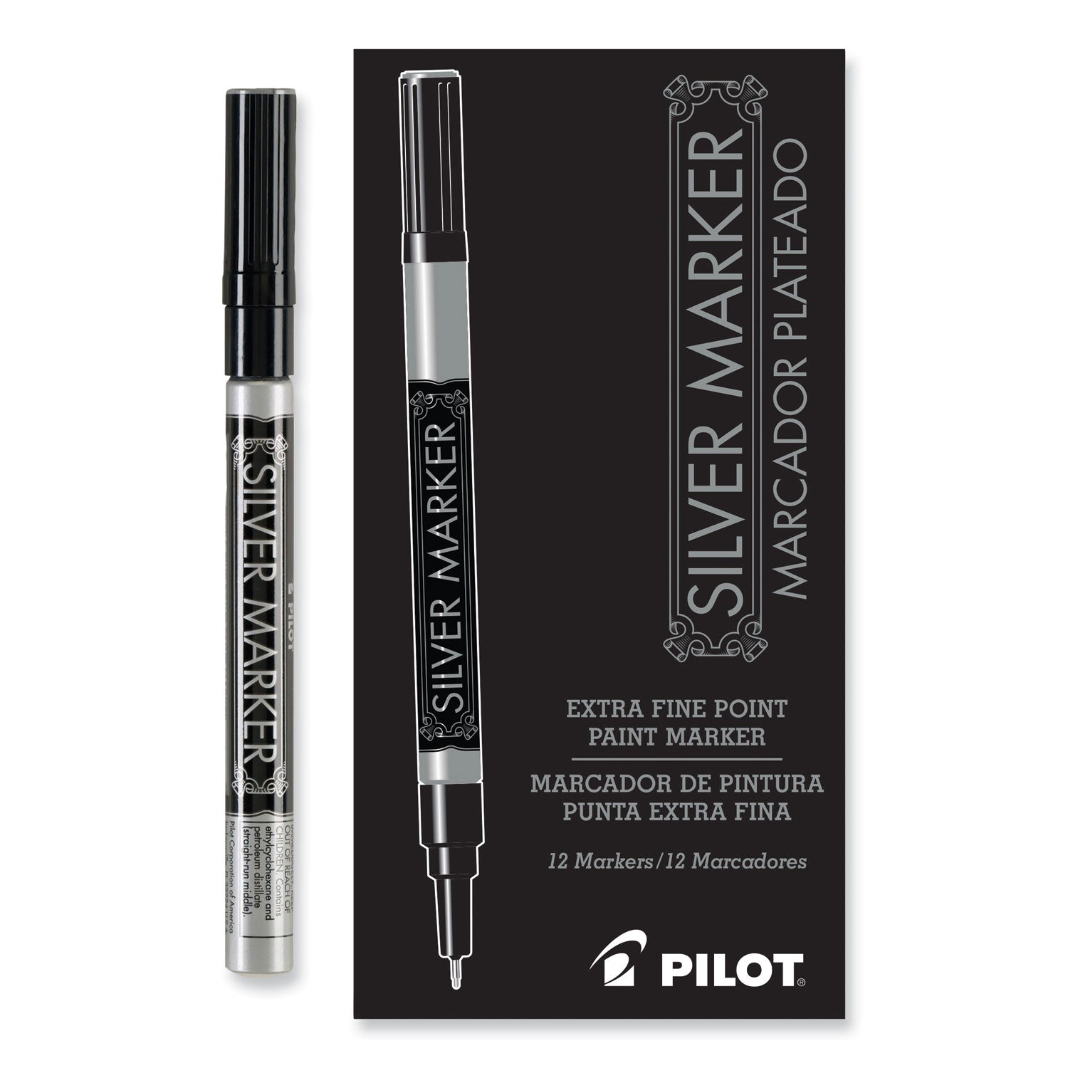 Pilot Creative Art and Crafts Marker, Extra-Fine Brush Tip, Silver (41801)