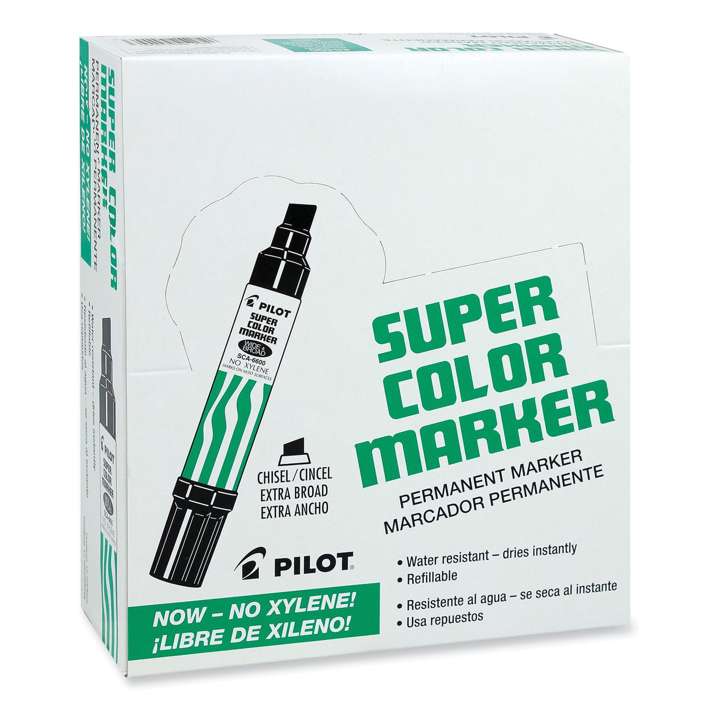 Pilot Jumbo Refillable Permanent Marker, Broad Chisel Tip, Green (45400)