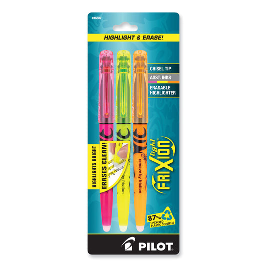 Pilot FriXion Light Erasable Highlighter, Assorted Ink Colors, Chisel Tip, Assorted Barrel Colors, 3/Pack (46507)