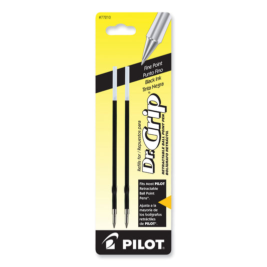 Pilot Refill for Dr. Grip, Easytouch, The Better, B2P and Rex Grip BeGreen Ballpoint Pens, Fine Conical Tip, Black Ink, 2/Pack (77210)