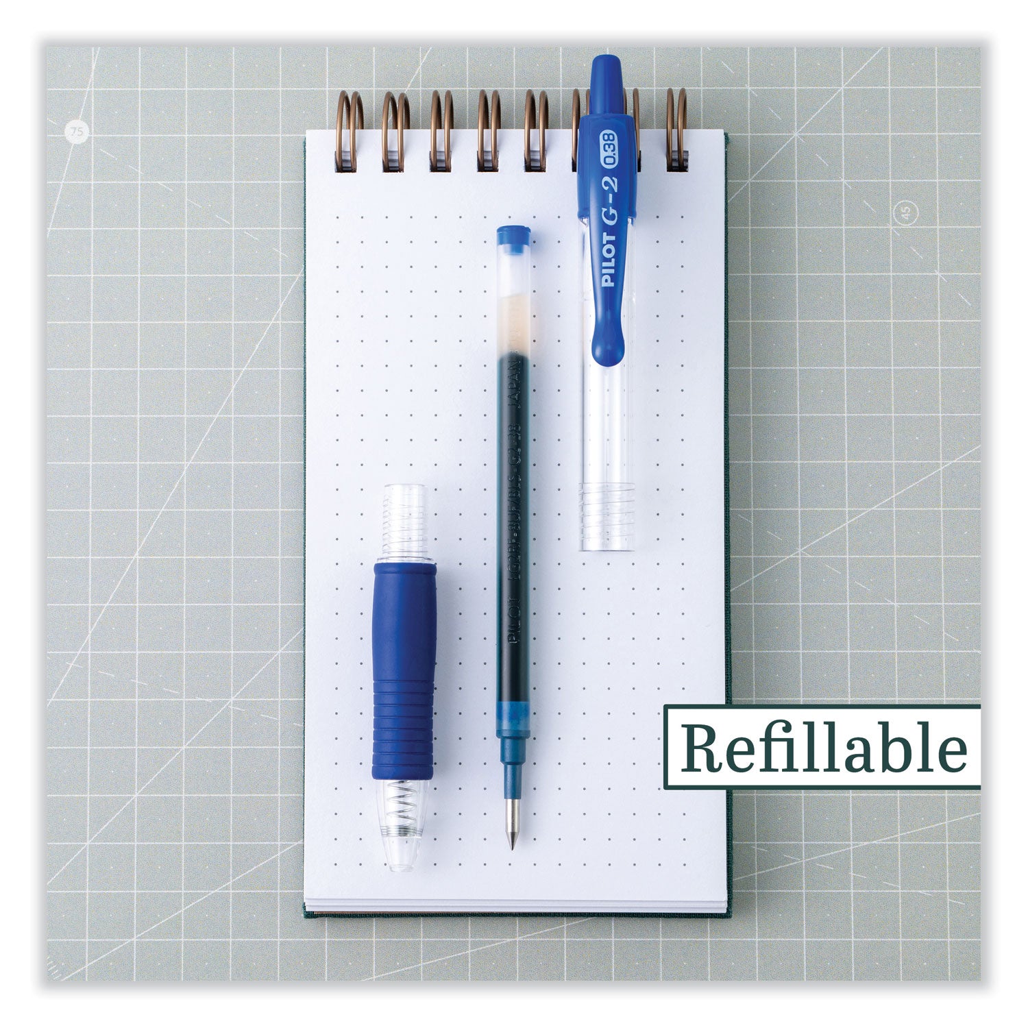 Refill for Pilot B2P, Dr Grip, G2, G6, MR Metropolitan, Precise BeGreen and Q7 Gel Pens, Extra-Fine Tip, Blue Ink, 2/Pack (77233)