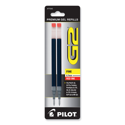 Refill for Pilot B2P, Dr Grip, G2, G6, MR Metropolitan, Precise BeGreen and Q7 Gel Pens, Fine Tip, Red Ink, 2/Pack (77242)