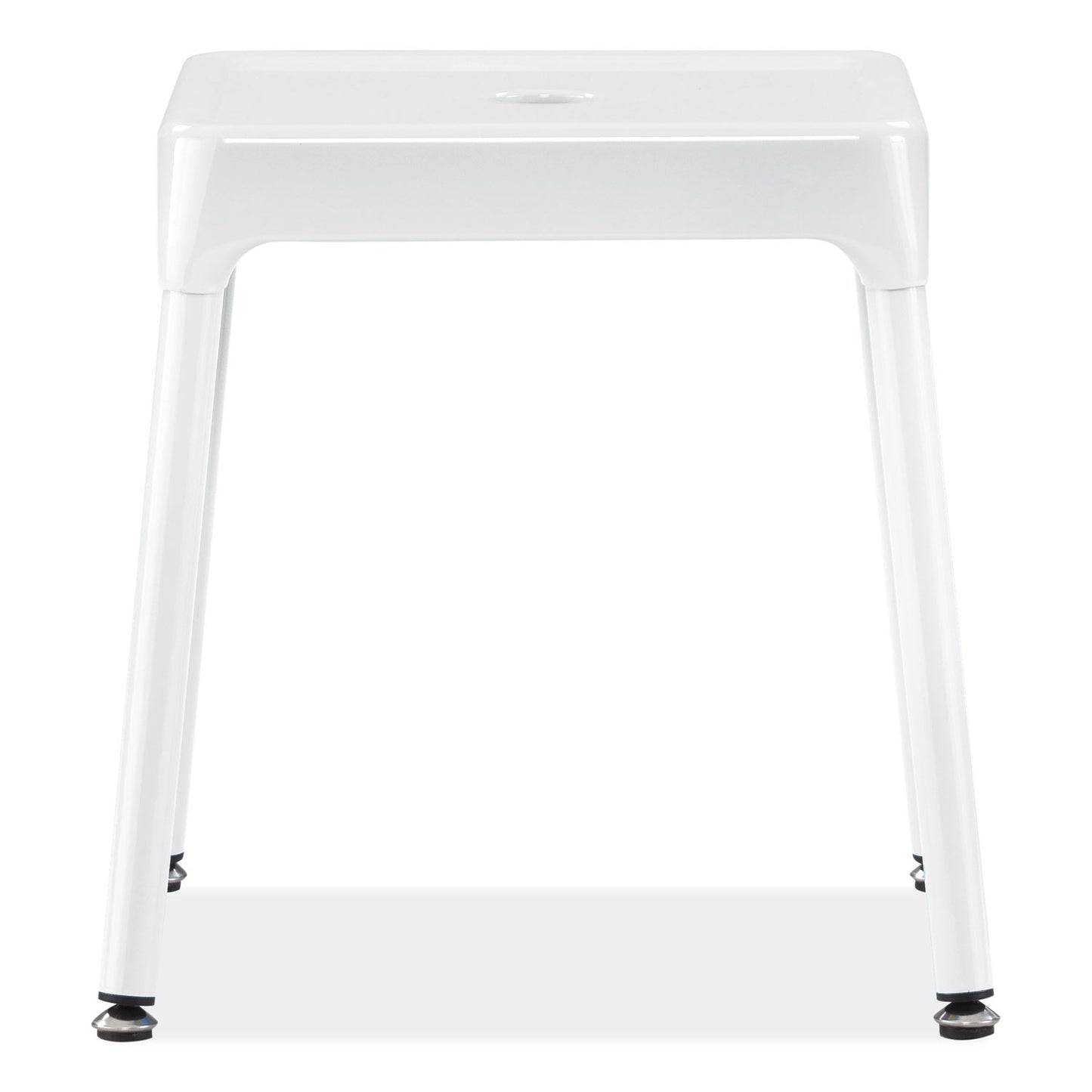 Safco Steel Guest Stool, Backless, Supports Up to 275 lb, 15" to 15.5" Seat Height, White Seat, White Base (6603WH)