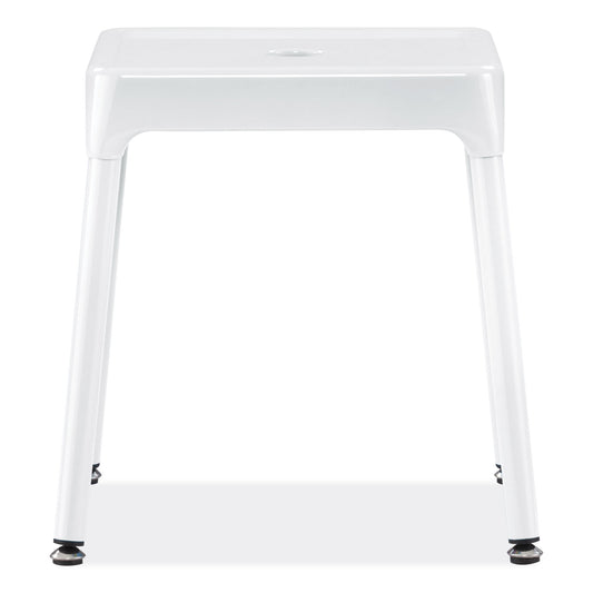 Safco Steel Guest Stool, Backless, Supports Up to 275 lb, 15" to 15.5" Seat Height, White Seat, White Base (6603WH)