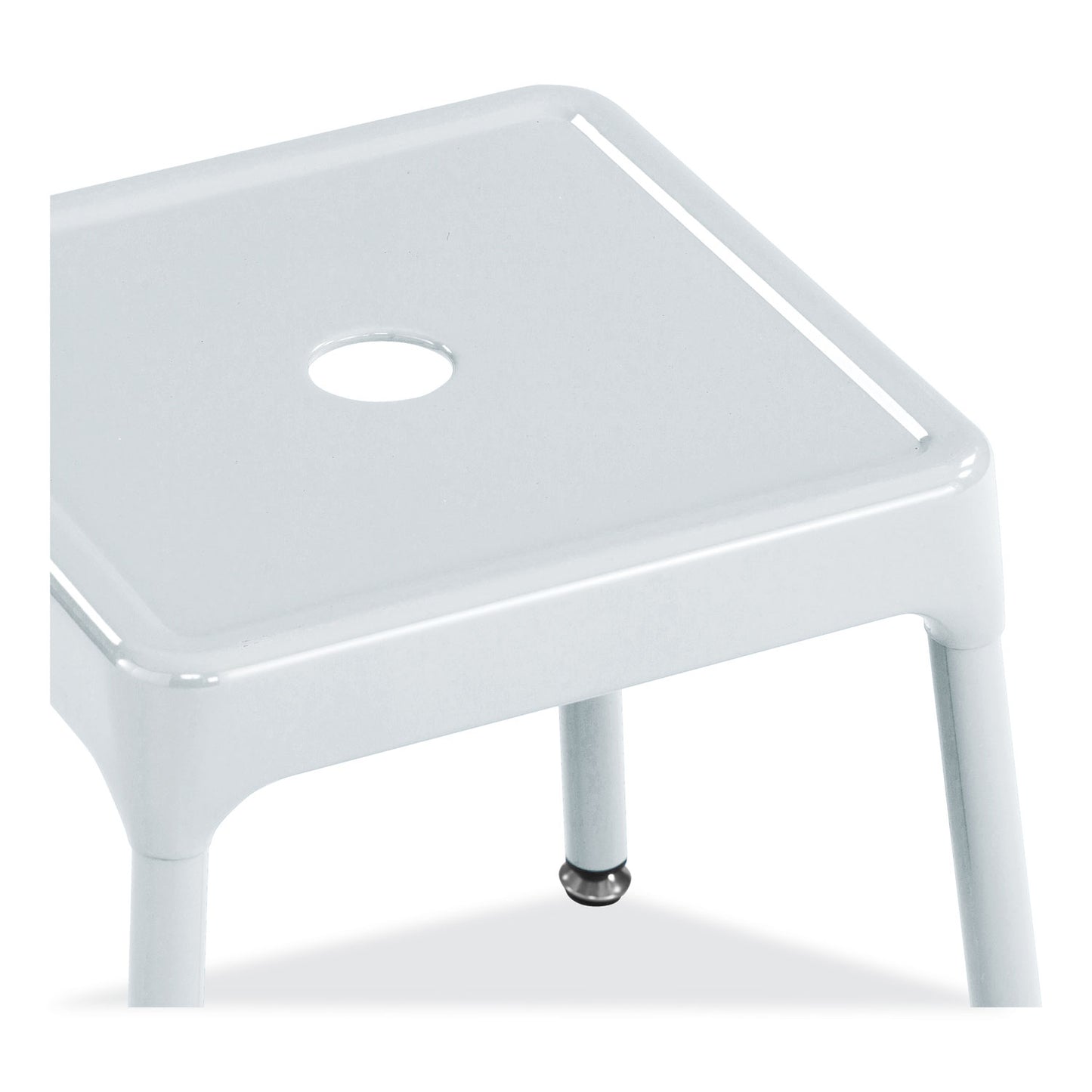 Safco Steel Guest Stool, Backless, Supports Up to 275 lb, 15" to 15.5" Seat Height, White Seat, White Base (6603WH)