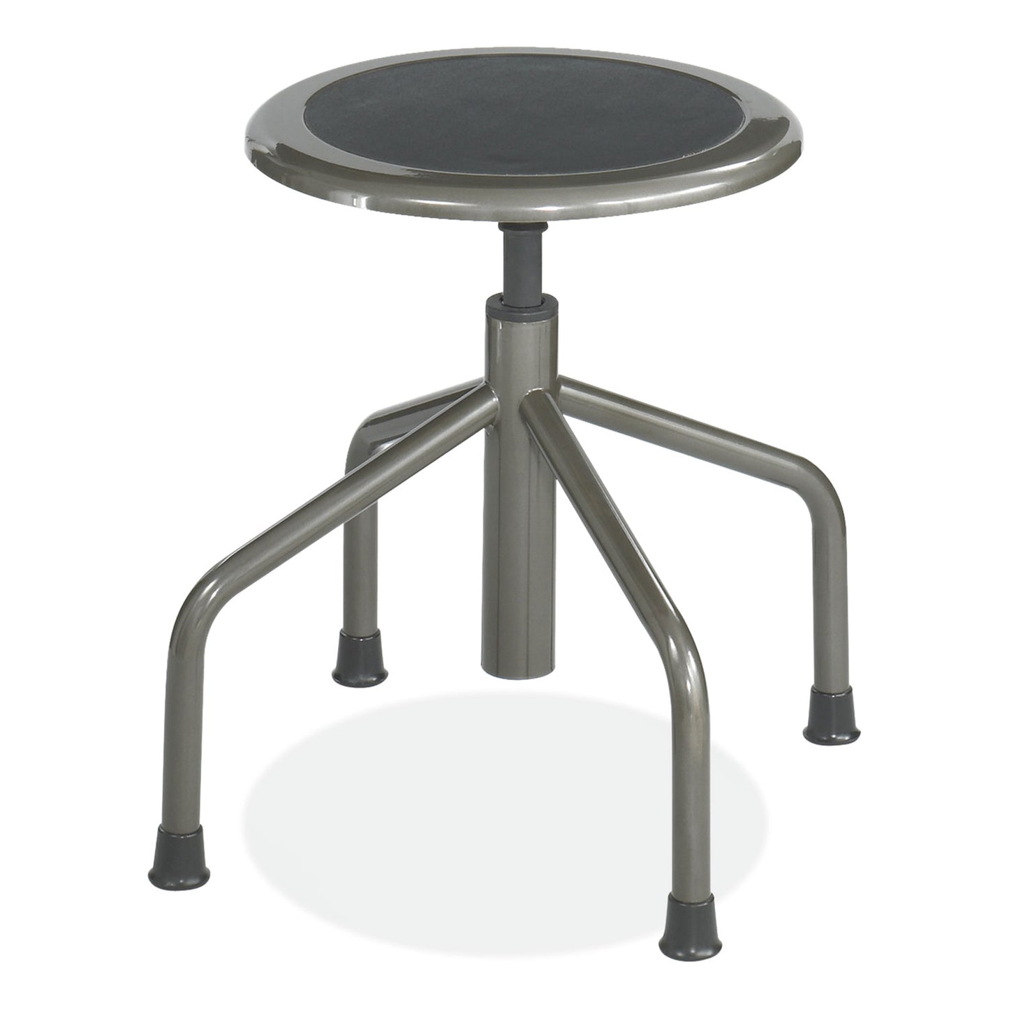 Safco Diesel Low Base Stool, Backless, Supports Up to 250 lb, 16" to 22" Seat Height, Black Seat, Pewter Base (6669)