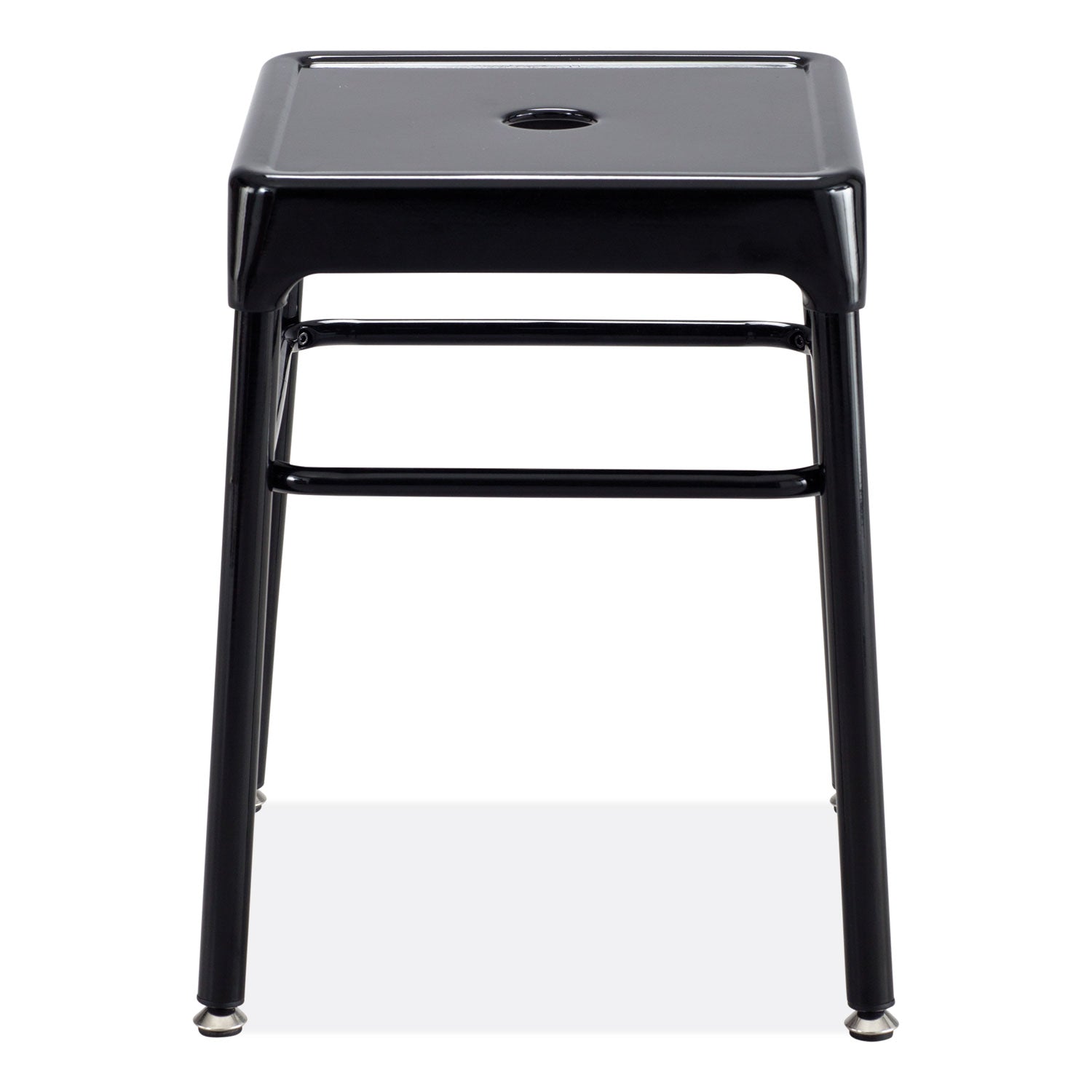 Safco Steel GuestBistro Stool, Backless, Supports Up to 250 lb, 18" Seat Height, Black Seat, Black Base (6604BL)