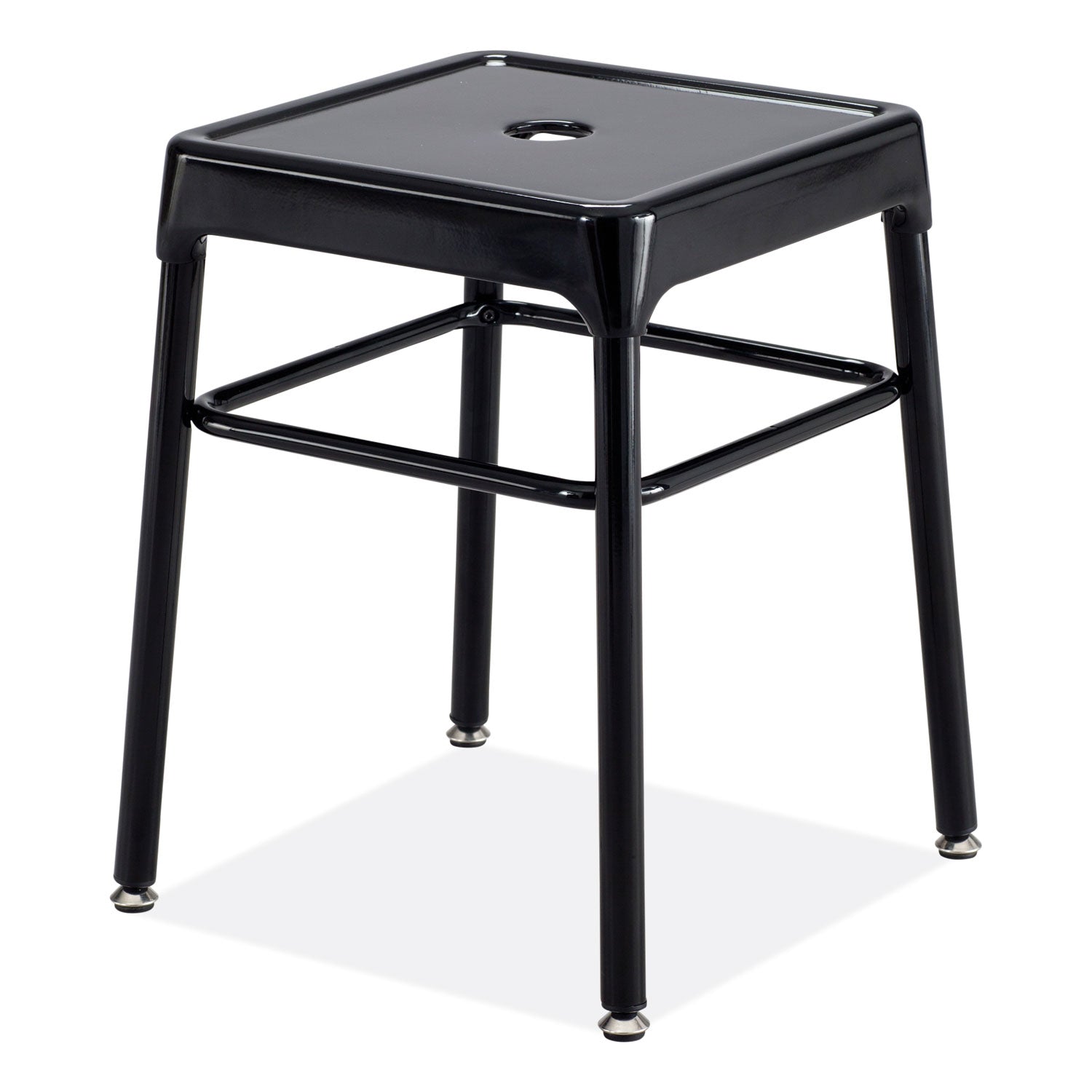 Safco Steel GuestBistro Stool, Backless, Supports Up to 250 lb, 18" Seat Height, Black Seat, Black Base (6604BL)