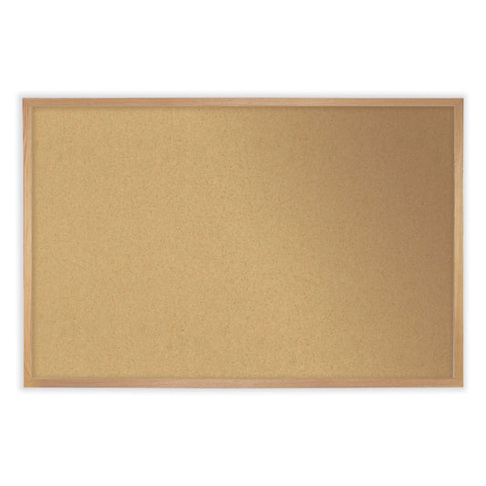 Ghent Natural Cork Bulletin Board with Frame, 60.5 x 48.5, Tan Surface, Oak Frame (WK45)