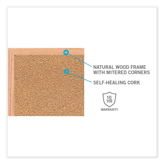 Ghent Natural Cork Bulletin Board with Frame, 48.5 x 48.5, Tan Surface, Oak Frame (WK44)