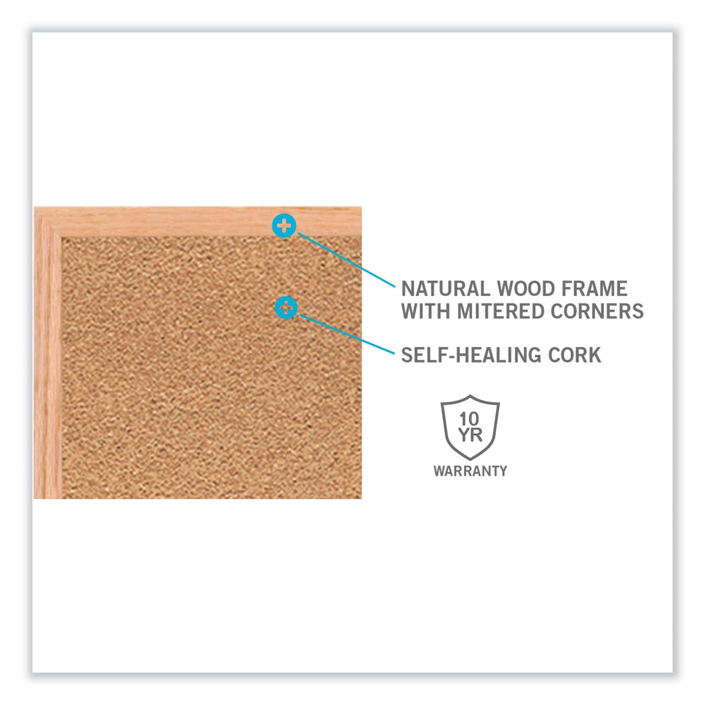 Ghent Natural Cork Bulletin Board with Frame, 60.5 x 36.5, Tan Surface, Oak Frame (WK35)