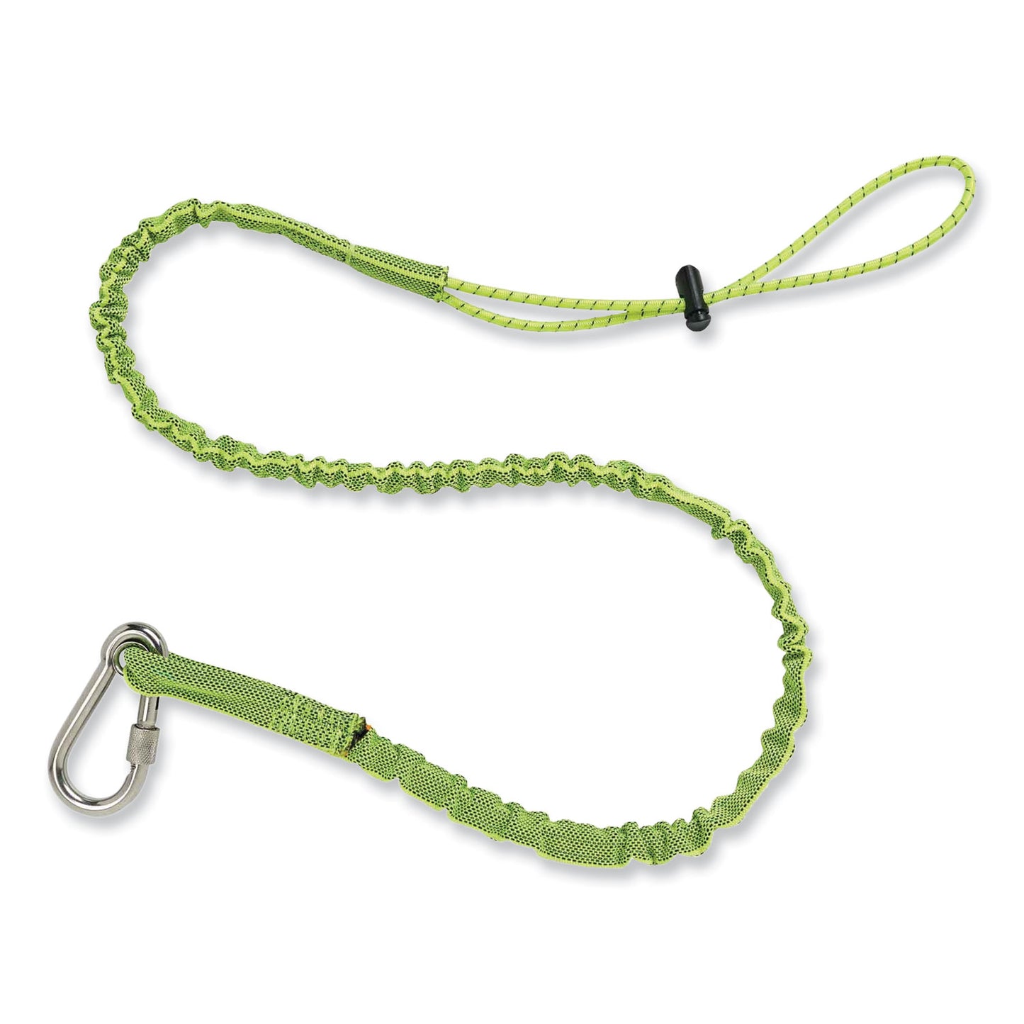 ergodyne Squids 3101 Lanyard with Stainless Steel Carabiner + Cinch-Loop, 15 lb Max Working Capacity, 42" to 54" Long, Lime (19017)