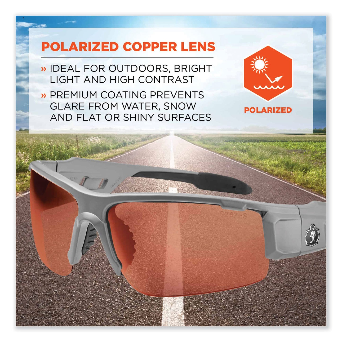 ergodyne Skullerz Dagr Safety Glasses, Kryptek Highlander Nylon Impact Frame, Polarized Copper Polycarbonate Lens (52321)