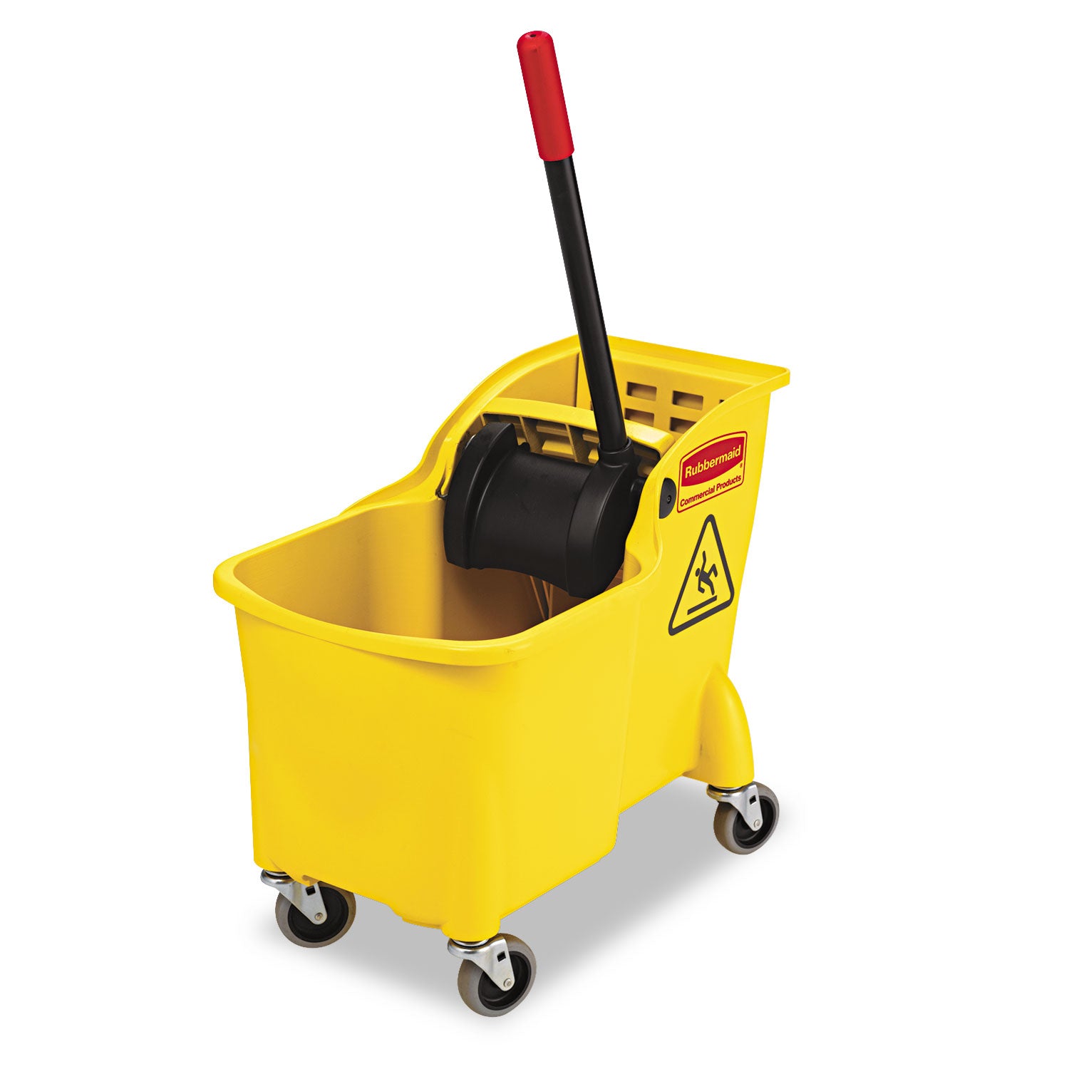 Rubbermaid Commercial Tandem 31-Quart Bucket/Wringer Combo, Reverse, Yellow (738000YEL)